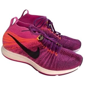 Nike Air Zoom Pegasus All Out Flyknit GS Pink Orange Running Shoes -5Y (W 6.5)